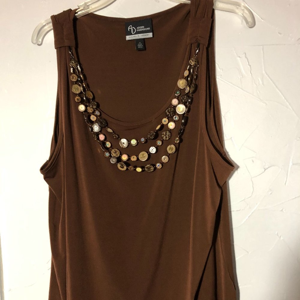 Added Dimensions 2X Brown Stone Necklace Pullover